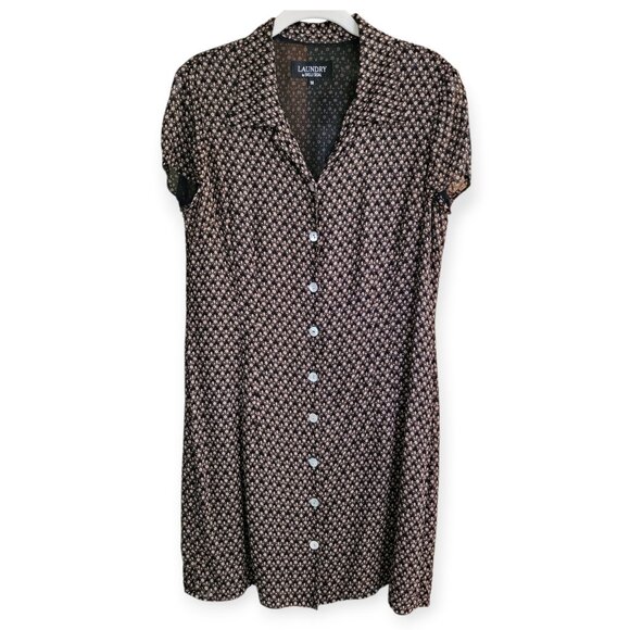 Vintage 90s Button-Front Mini Shift Dress (S/M) | Phoebe Buffay / Retro Grunge - Picture 2 of 8